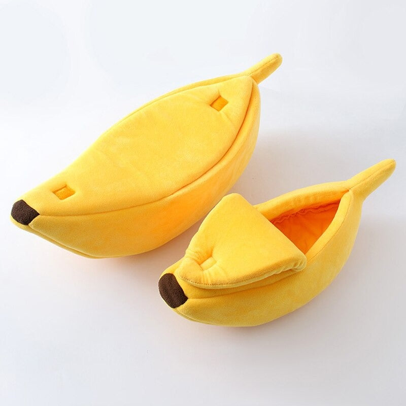 Banana Pet Bed – Funny Novelty Dog & Cat House with Cozy Cushion