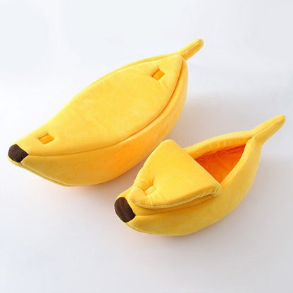 Banana Pet Bed – Funny Novelty Dog & Cat House with Cozy Cushion