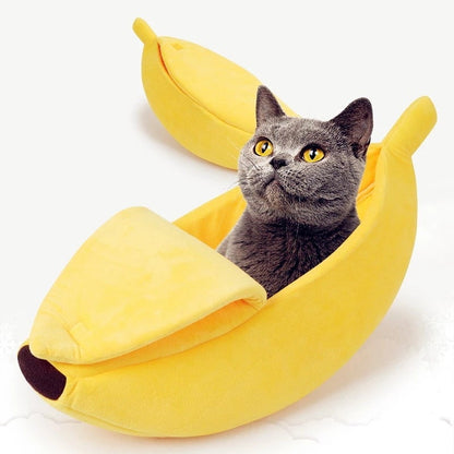 Banana Pet Bed – Funny Novelty Dog & Cat House with Cozy Cushion