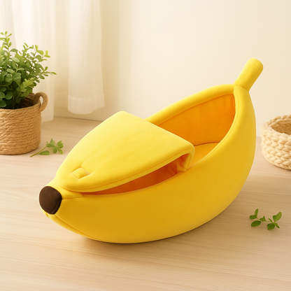 Banana Pet Bed – Funny Novelty Dog & Cat House with Cozy Cushion